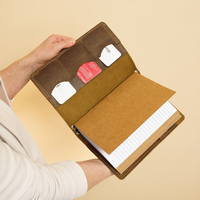 Couverture de carnet A5 en cuir PU réutilisable, étui de journal rechargeable avec bandes élastiques, pochette de protection pour livre