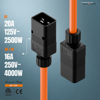Connecteurs de câble de remplacement pour UPS/PDU, certifiés ETL, prise IEC 320 C20, 20A/125V, 16A/250V, connecteur mâle EN60320 C20, noir