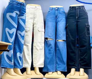 Abbigliamento in Eccesso di Magazzino: Jeans da <span class=keywords><strong>Donna</strong></span> in Denim Elasticizzato a Vita Alta, Stile Boyfriend, per l'Estate, Lotto di Stock Cinese, <span class=keywords><strong>Pantaloni</strong></span> da <span class=keywords><strong>Donna</strong></span> alla Moda - Product Image 4