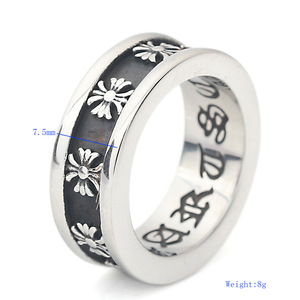 Anillo Cruzado Retro de Acero Inoxidable con Letras Alfanuméricas y Patrón Floral para Mujer, Joyería de Regalo - Product Image 5
