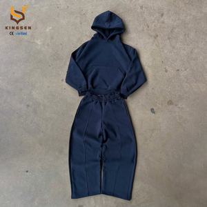 Wholesale Custom Sweatpants and Hoodie <b>Set</b> 100% Cotton Heavyweight Man Blank Tracksuit Baggy 2 Piece Men Oversized Sweatsuits - Product Image 5