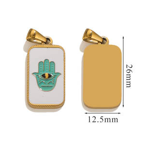 Оптовая продажа, изготовленные на заказ 18K позолоченные подвески из нержавеющей стали, эмаль, Карта Таро, модные ювелирные изделия, подвески для ожерелья, подарок - Product Image 6