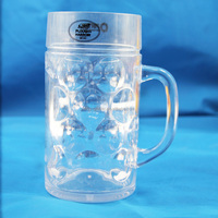 Chope à bière en plastique transparent de 500 ml avec poignée, style Oktoberfest, pour congélateur, sans fossettes