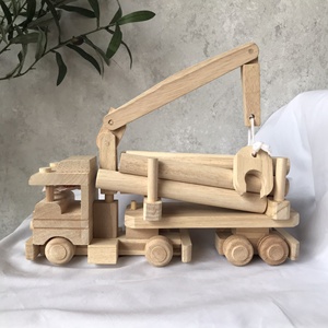 Camión de troncos de madera Montessori, juguete de empuje para niños - Product Image 6