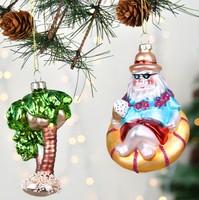 2026 nouvelles décorations de noël verre peint vieil homme cocotier arbre de noël robe créative pendentif scène mise en page pendentif