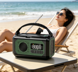 Radio d'urgence solaire à manivelle 10000mAh, alarme SOS, lampe torche LED, batterie externe rechargeable, kit de survie portable (modèle H17) - Product Image 1