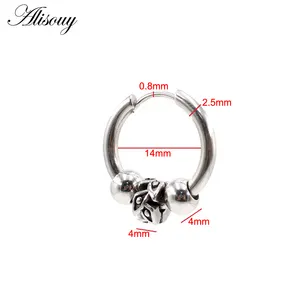 Wholesale Punk Stainless Steel Snake Leaf Cross Sword Skull Chain Pendant Huggie Women Men Round Hoop Earrings Ear Helix