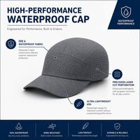 Casquette de baseball personnalisée de performance, certifiée BSCI, OEM, imperméable, découpée au laser, 5 panneaux, pour marques IP