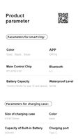 Anneau connecté intelligent RZ09 du fabricant, contrôle par application, acier inoxydable, longue autonomie, mesure de la température cutanée, calories