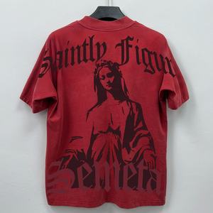 Summer Streetwear Digital Print Drop Shoulder Shirt <b>Mock</b> Neck Oversized T Shirt Heavyweight Cotton Graphic T-shirts Pour Hommes - Product Image 5