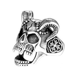 Vente en gros Bagues en acier inoxydable Hip Hop pour hommes Bagues crâne en titane Viking gothique - Product Image 4