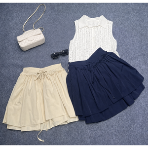 Conjunto de 2 Piezas para Mujer, Top Casual sin Mangas <span class=keywords><strong>con</strong></span> Cuello y Volantes, Minifalda Sólida en Línea A, para Uso Diario - Product Image 1