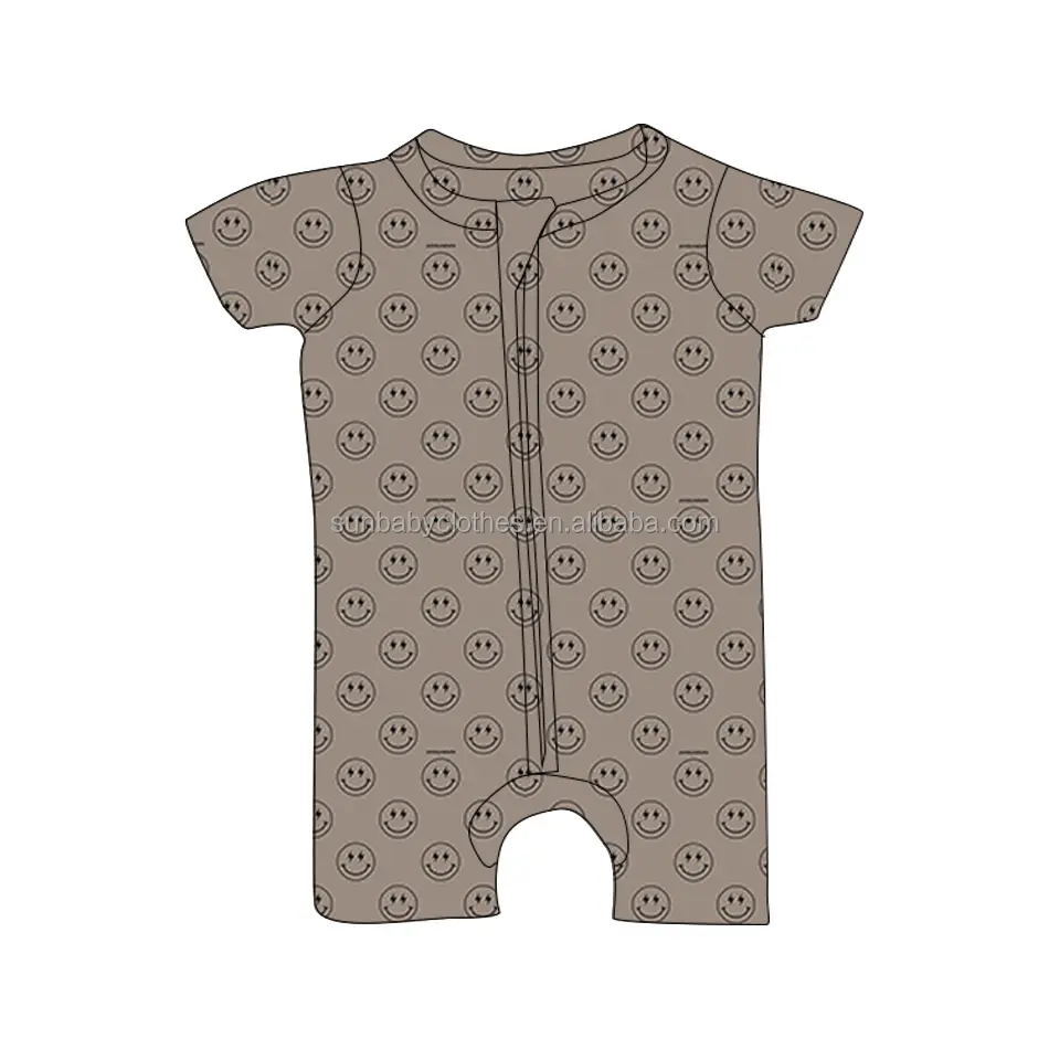 बेबी कस्टम बांस जिपर रोम्पर कपड़े कस्टम बांस यूनिसेक्स बेबी वन पीस पजामा रोम्पर गर्मियों के लिए