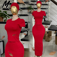 Ensemble deux pièces décontracté pour femme avec logo personnalisé, essentiel printemps-été, en coton, manches courtes et jupe longue