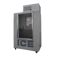 Congélateur vertical à porte vitrée avec refroidissement par air, stockage de glace, dégivrage automatique, petite unité intérieure