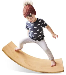 学龄前学习儿童玩具训练孩子瑜伽板弯曲板木制平衡板