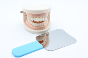Espejo oclusal dental con mango de silicona azul, reflector intraoral de vidrio con baño de rodio para fotografía oral - Product Image 3