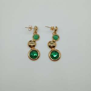 Fashion Drop <b>Earrings</b> 316L Stainless Steel PVD Gold Plating Green Gemstone Dangle <b>Studs</b> For Women - Product Image 1