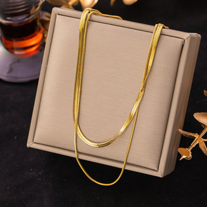 여성용 방수 스테인레스 스틸 뱀 체인 칼라 비 변색 18k 골드 도금 러브 하트 펜던트 목걸이 보석 - Product Image 6