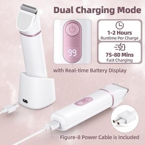 เครื่องโกนขนวานเช่ บิกินี่ ทริมเมอร์ สำหรับผู้หญิง แบบไร้สาย กันน้ำ IPX7 ใช้โกนขนได้ทั่วร่างกาย ใบมีดเปลี่ยนได้ ใช้โกนขนบนใบหน้า ทำความสะอาดง่าย 1 - Product Image 6