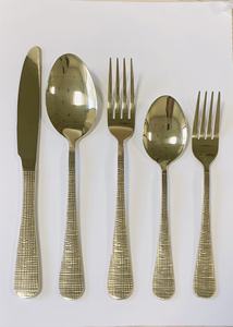 Luxury Durable Stainless Steel <strong>Cutlery</strong> Set With Hammered Handle Gold Flatware For Presents-Classic Style Custom Box Packaging - Product Image 4