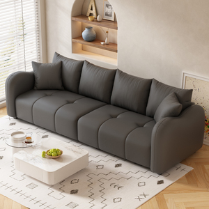 Cream Colored <b>Small</b> Sofa Leather Fabric Living Room Minimalist Style 2026 Design - Product Image 3