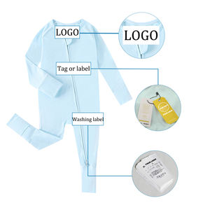 Combinaison bébé à fermeture éclair en fibre de bambou 95% avec imprimé numérique motif biscuit monstre et couvre-pieds pliable pour 0-24 mois - Product Image 5