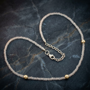 Art Palace 925 Silver Geometric Link Chain <b>Necklace</b> with Natural Stone and Clear Crystal Beads Elegant Gift for Women - Product Image 3