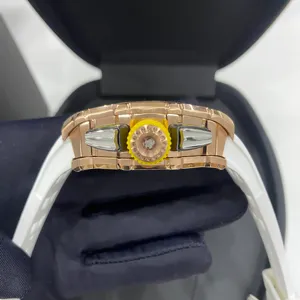 Reloj cronógrafo automático de lujo en titanio y oro rosa con caja trasera calada; reloj casual de negocios para hombre. - Product Image 3
