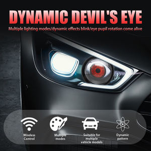 Feux de phare LED dynamiques à effet œil de démon 12V <span class=keywords><strong>avec</strong></span> télécommande pour <span class=keywords><strong>voiture</strong></span> et moto, feux antibrouillard <span class=keywords><strong>avec</strong></span> 6 modes, état neuf - Product Image 3