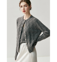 Cardigan d'hiver pour femme en cachemire de Mongolie intérieure, laine et acrylique, tricot torsadé, luxueux et duveteux, avec boutons recouverts