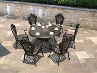Ensemble chaise et table d'extérieur en aluminium, jardin, cour, extérieur, écran solaire imperméable, loisirs, cinq chaises et tables de balcon en plein air