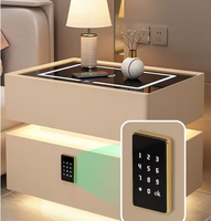 Table de chevet intelligente du fabricant avec chargement sans fil, 2 tiroirs, verrouillage par empreinte digitale, éclairage LED, meuble de chambre à coucher