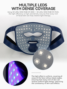Máscara Facial de Terapia de Luz Roja Infrarroja de Silicona Cryo Wireless 510K, Belleza Facial - Product Image 5