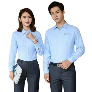Camicia elegante da donna a maniche lunghe in cotone uniforme da lavoro per ufficio su misura di alta qualità