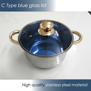 Juego de Utensilios de Cocina de Acero Inoxidable de 12 Piezas con Tapas de Vidrio Azul y Asas de Cobre, Compatible con Inducción, Utensilios de Cocina de Primera Calidad - Product Image 4