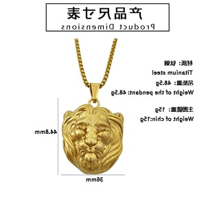 Yunnique – collier avec pendentif tête de lion, en acier inoxydable, or, bijoux du zodiaque, accessoire - Product Image 2