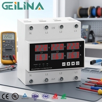 Voltmètre triphasé réglable avec protection contre les surtensions, relais de protection, disjoncteur miniature 20 kVA, affichage numérique PC