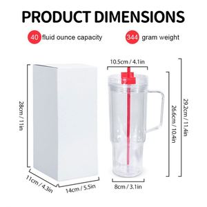 Vaso de Viaje Personalizado de 40 oz con Doble Pared, Tipo Globo de Nieve, Libre de BPA, con Pajita de Plástico, Tapa Reutilizable, Asa y Diseño de Dibujos Animados - Product Image 2