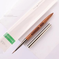Pinceau à liner pour ongles en poils de Kolinsky avec manche en bois de santal, stylo de peinture pour ongles, pinceaux pour gel UV acrylique, outil de manucure en cristal, pinceau à ongles