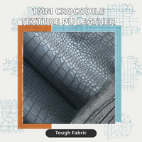 Vente en gros de cuir synthétique Rexine à texture 3D en relief de crocodile de 1 mm d'épaisseur, simili cuir PU pour la fabrication de ceintures H-301 Y