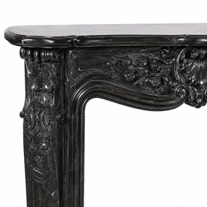 Traditional Marble <b>Fireplace</b> Mantel With Ornate Carving Black Jade marble Stone Indoor Wood Burning Hearth For Dining Room - Product Image 4