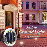 Lampe LED solaire rechargeable IP67 en aluminium, circulaire, encastrée, pour pelouse, extérieur, sol, route, avec capteur de lumière