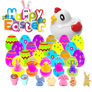 DAMAI Christmas & Easter Plastic Egg Hunt <b>Kit</b> with Pre-Filled Animal Toys for Kids Party Favors and Easter Gifts - Product Image 4