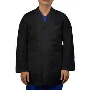 Venta al por mayor personalizado bordado negro laboratorio Batas para Mujeres Hombres Unisex laboratorio Bata para Mujeres manga completa algodón largo médico abrigo - Product Image 1