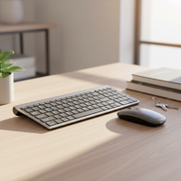 Kit Clavier et Souris Sans Fil Ultra-Mince 2,4 GHz avec Rétroéclairage LED 78 Touches Rechargeable en Stock pour Bureau, Maison, Gaming et Voyage