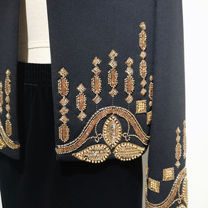 Nouveau Style industrie lourde perlée broderie <span class=keywords><strong>veste</strong></span> bouton unique à manches longues décontracté mode strass manteau femmes - Product Image 2