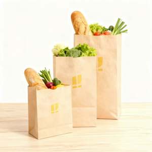 Factory Custom Size Logo Recycled <b>Bag</b> SOS Kraft Brown Paper Carry Bread Packing Retail White Take Away Shopping Grocery Food <b>Bag</b> - Product Image 2