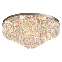 Lustre de plafond en cristal avec cadre en fer, atmosphérique et luxueux, lampe ronde LED moderne et simple pour salon, chambre, hôtel, villa, décoration