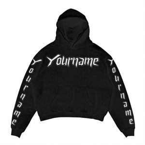 Sudadera con capucha para hombre de alta calidad, OEM, personalizada, con estampado de descarga, media cremallera, de algodón y poliéster, corte oversize, con bolsillo canguro, para otoño - Product Image 3